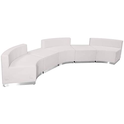 Flash Furniture HERCULES Alon Series White LeatherSoft Reception Configuration, 5 Pieces