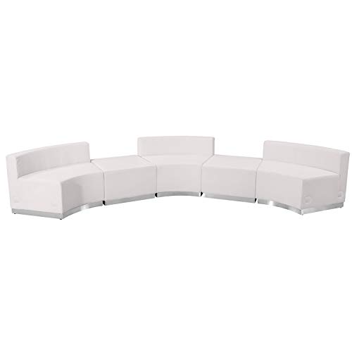 Flash Furniture HERCULES Alon Series White LeatherSoft Reception Configuration, 5 Pieces