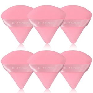 blaaroom 6 pieces powder puff face makeup velour soft triangle powder puffs for loose powder mineral powder body powder wet dry cosmetic foundation sponge makeup tool – pink