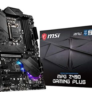 MSI MPG Z490 Gaming Plus Gaming Motherboard (ATX, 10th Gen Intel Core, LGA 1200 Socket, DDR4, CF, Dual M.2 Slots, USB 3.2 Gen 2, 2.5G LAN, DP/HDMI, Mystic Light RGB)