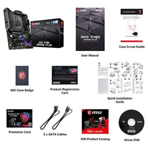 MSI MPG Z490 Gaming Plus Gaming Motherboard (ATX, 10th Gen Intel Core, LGA 1200 Socket, DDR4, CF, Dual M.2 Slots, USB 3.2 Gen 2, 2.5G LAN, DP/HDMI, Mystic Light RGB)