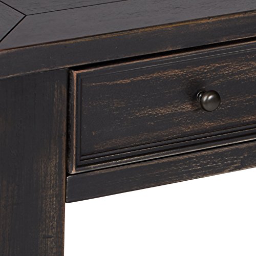 Signature Design by Ashley Gavelston Rustic Sofa Table with 4 Drawers and Lower Shelf, Weathered Black