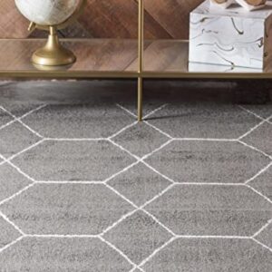 Unique Loom Trellis Frieze Collection Area Rug - Geometric (8' x 10', Dark Gray/ Ivory)