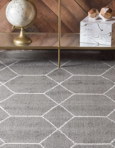 Unique Loom Trellis Frieze Collection Area Rug - Geometric (8' x 10', Dark Gray/ Ivory)