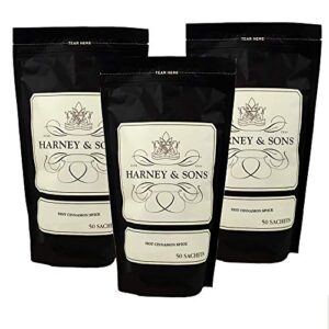 harney & sons hot cinnamon spice sachet, 3 pack (150 sachets total)