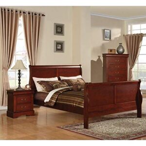 Home Square 2 Piece Louis Philippe III Wood Nightstand Set in Cherry