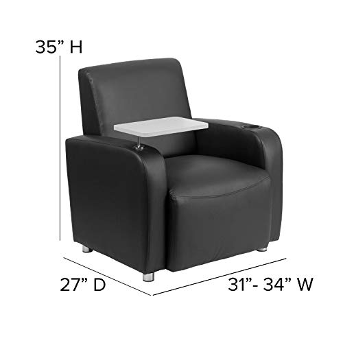 Flash Furniture Black LeatherSoft Guest Chair with Tablet Arm, Chrome Legs and Cup Holder