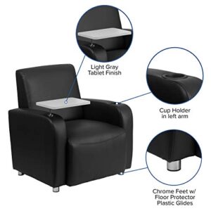 Flash Furniture Black LeatherSoft Guest Chair with Tablet Arm, Chrome Legs and Cup Holder