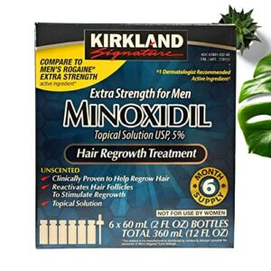 kirkland signature minoxidil hair regrowth solution for men – 3 month supply,package includes child-resistant dropper applicator, blue