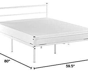 Zinus Geraldine 12 inch White Metal Platform Bed Frame with Headboard and Footboard / Premium Steel Slat Support / Mattress Foundation, Queen