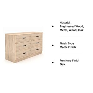 Bigbiglife Wood Dresser for Bedroom, 6 Drawer Double Dresser with Metal Handles, Sturdy and Modern Chest of Drawers (Light Oak)