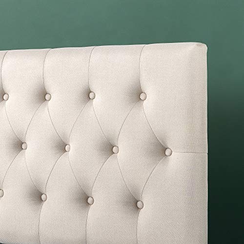 ZINUS Trina Upholstered Headboard/Button Tufted Upholstery/Adjustable Height/Easy Assembly, Taupe, Full & SmartBase Headboard and Footboard Brackets, Set of 2