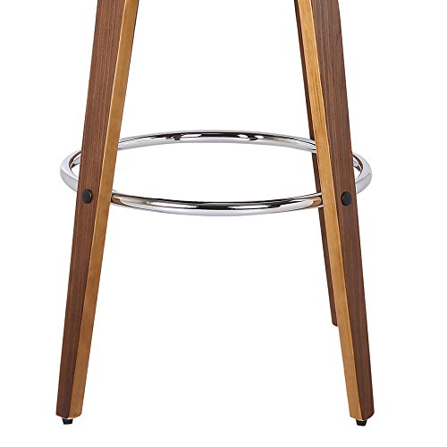 Armen Living Shelly 26" Counter Height Barstool in Brown Faux Leather and Walnut Wood Finish