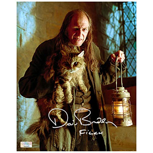 David Bradley Autographed Harry Potter Argus Filch and Mrs. Norris 8x10 Photo