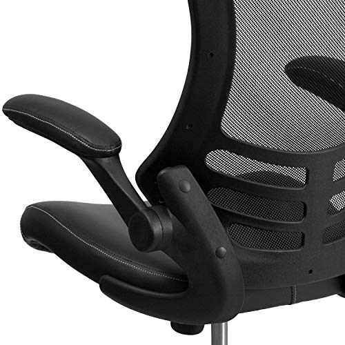 Flash Furniture Kelista Desk Chair with Wheels | Swivel Chair with Mid-Back Black Mesh and LeatherSoft Seat for Home Office and Desk