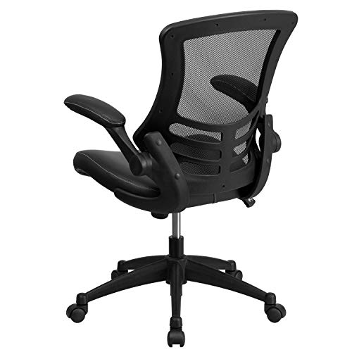 Flash Furniture Kelista Desk Chair with Wheels | Swivel Chair with Mid-Back Black Mesh and LeatherSoft Seat for Home Office and Desk