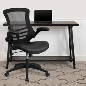 Flash Furniture Kelista Desk Chair with Wheels | Swivel Chair with Mid-Back Black Mesh and LeatherSoft Seat for Home Office and Desk