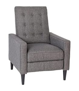 flash furniture ezra pushback recliner – mid-century modern gray fabric upholstery – button tufted back – residential & commercial use grey