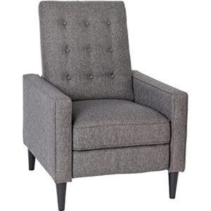 Flash Furniture Ezra Pushback Recliner - Mid-Century Modern Gray Fabric Upholstery - Button Tufted Back - Residential & Commercial Use Grey