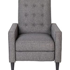 Flash Furniture Ezra Pushback Recliner - Mid-Century Modern Gray Fabric Upholstery - Button Tufted Back - Residential & Commercial Use Grey