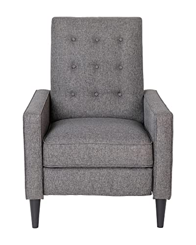 Flash Furniture Ezra Pushback Recliner - Mid-Century Modern Gray Fabric Upholstery - Button Tufted Back - Residential & Commercial Use Grey