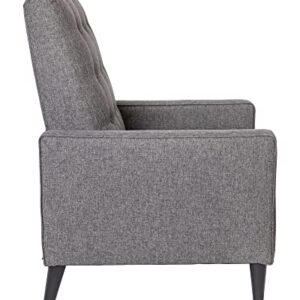 Flash Furniture Ezra Pushback Recliner - Mid-Century Modern Gray Fabric Upholstery - Button Tufted Back - Residential & Commercial Use Grey