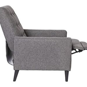 Flash Furniture Ezra Pushback Recliner - Mid-Century Modern Gray Fabric Upholstery - Button Tufted Back - Residential & Commercial Use Grey