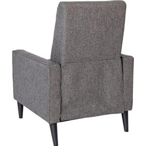 Flash Furniture Ezra Pushback Recliner - Mid-Century Modern Gray Fabric Upholstery - Button Tufted Back - Residential & Commercial Use Grey