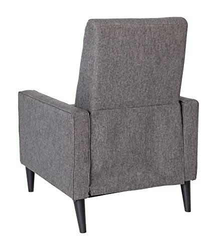 Flash Furniture Ezra Pushback Recliner - Mid-Century Modern Gray Fabric Upholstery - Button Tufted Back - Residential & Commercial Use Grey