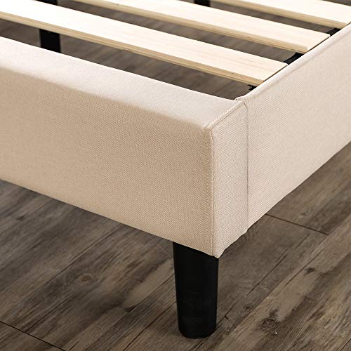 ZINUS Julio Upholstered Platform Bed Frame / Mattress Foundation / Nailhead Platform Bed Frame / Wood Slat Support / No Box Spring Needed / Easy Assembly, Queen