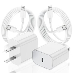 iphone fast charger block, [mfi certified] 2pack wall charger plug and usb c to lightning cable cord 6ft, apple 14 pro charging power adapter cube brick for iphone 14 pro max/13 mini/12/11/8plus,ipad