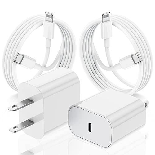 iPhone Fast Charger Block, [MFi Certified] 2Pack Wall Charger Plug and USB C to Lightning Cable Cord 6ft, Apple 14 Pro Charging Power Adapter Cube Brick for iPhone 14 Pro Max/13 Mini/12/11/8Plus,iPad