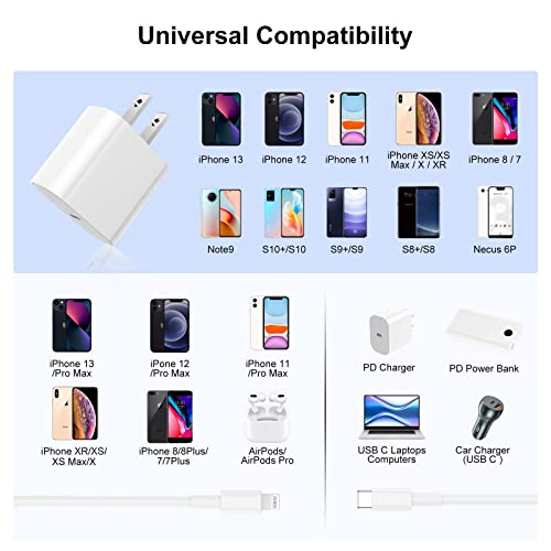 iPhone Fast Charger Block, [MFi Certified] 2Pack Wall Charger Plug and USB C to Lightning Cable Cord 6ft, Apple 14 Pro Charging Power Adapter Cube Brick for iPhone 14 Pro Max/13 Mini/12/11/8Plus,iPad