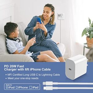 iPhone Fast Charger Block, [MFi Certified] 2Pack Wall Charger Plug and USB C to Lightning Cable Cord 6ft, Apple 14 Pro Charging Power Adapter Cube Brick for iPhone 14 Pro Max/13 Mini/12/11/8Plus,iPad