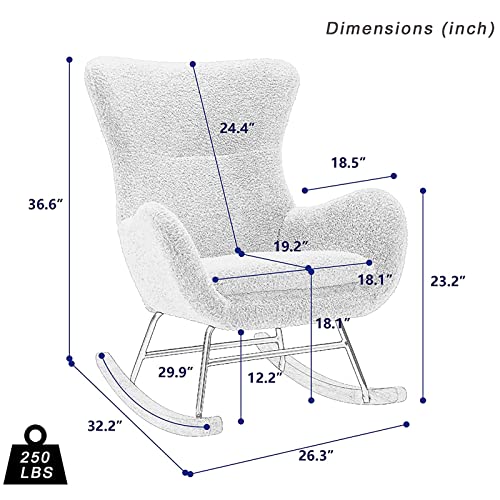 KINFFICT Small Rocking Accent Chair, Uplostered Glider Rocker Armchair for Baby Nursery, Comfy Side Chair for Living Room, Bedroom (Beige), 32D x 26W x 37H in