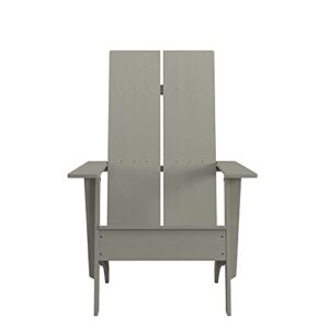 Flash Furniture Set of 4 Sawyer Modern 2-Slat Back Adirondack Chairs - Gray All-Weather Poly Resin Lounge Chairs