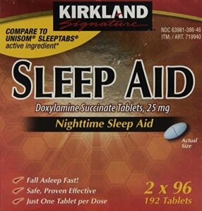 kirkland signature nighttime sleep aid (doxylamine succinate 25 mg), 192 tablets