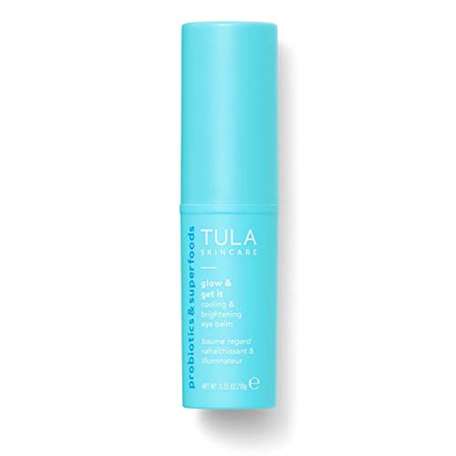 TULA Skin Care Glow & Get It Cooling & Brightening Eye Balm | Dark Circle Under Eye Treatment, Instantly Hydrate and Brighten Undereye Area, Portable and Perfect to Use On-the-go | 0.35 oz.