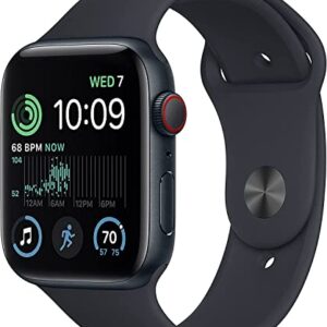 Apple Watch SE (2nd Gen) (GPS + Cellular, 44mm) - Midnight Aluminum Case with Midnight Sport Band, M/L (Renewed)