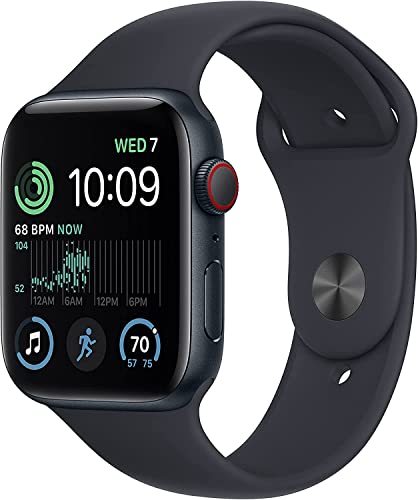 Apple Watch SE (2nd Gen) (GPS + Cellular, 44mm) - Midnight Aluminum Case with Midnight Sport Band, M/L (Renewed)