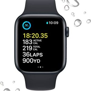 Apple Watch SE (2nd Gen) (GPS + Cellular, 44mm) - Midnight Aluminum Case with Midnight Sport Band, M/L (Renewed)