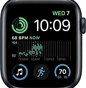 Apple Watch SE (2nd Gen) (GPS + Cellular, 44mm) - Midnight Aluminum Case with Midnight Sport Band, M/L (Renewed)