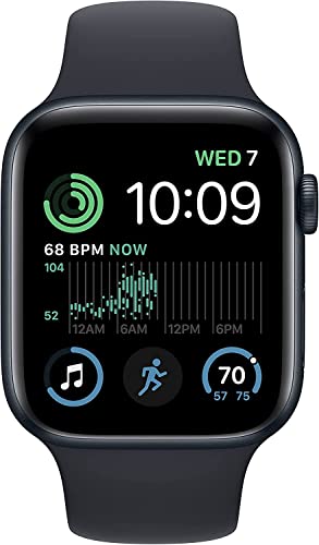 Apple Watch SE (2nd Gen) (GPS + Cellular, 44mm) - Midnight Aluminum Case with Midnight Sport Band, M/L (Renewed)