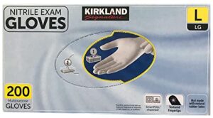 kirkland signature nitrile exam gloves, box of 200, large