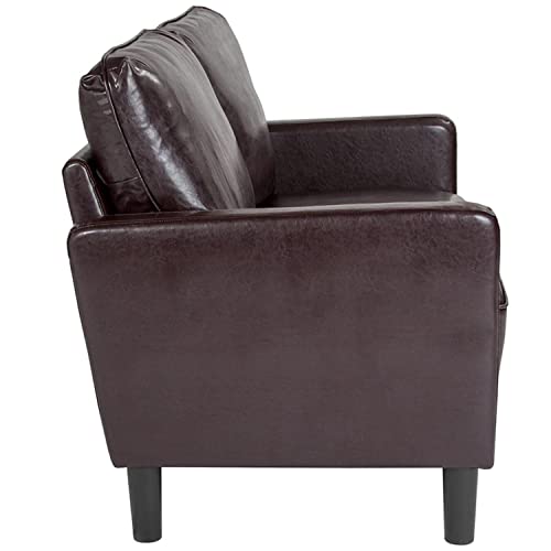 Flash Furniture Washington Park Upholstered Loveseat, Brown LeatherSoft