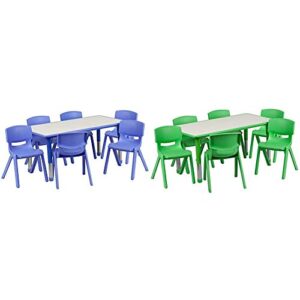 flash furniture 23×47 rectangular blue activity table set 6 chairs & green activity table set 6 chairs