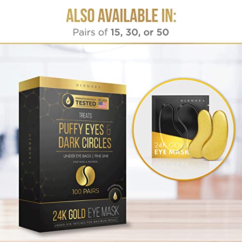 24K Gold Eye Mask– 15 Pairs - Puffy Eyes and Dark Circles Treatments – Look Less Tired and Reduce Wrinkles and Fine Lines Undereye, Revitalize and Refresh Your Skin - CrueltyFree and Vegan