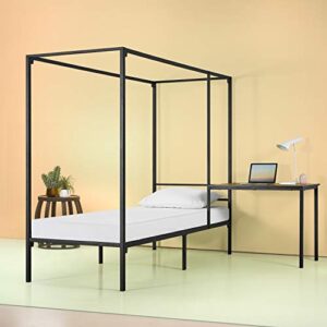 zinus kenn canopy bed frame with desk for students, twin