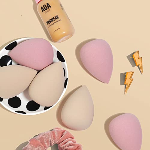 AOA Studio Collection Makeup Mochi Sponge Set Makeup Blender Latex Free and High-definition Set of 6 Makeup Blender For Powder Cream and Liquid Wonder Blender Beauty Cosmetic (6 Count)