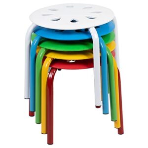 flash furniture plastic nesting stack stools, 11.5″height, assorted colors (5 pack)